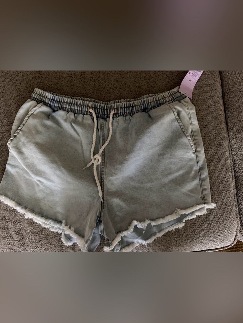 wild fable Light denim Drawstring Frayed-Hem Jean Shorts